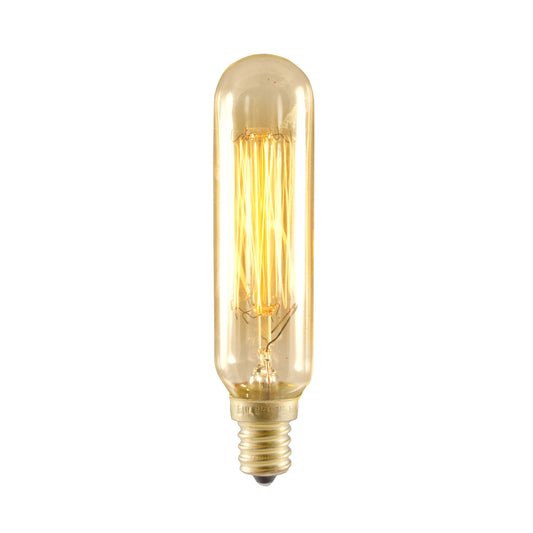 Bulbrite NOS25T6/SQ/E12 25 Watt Nostalgic Incandescent Edison T6 Tube, Vintage Thread Filament, Candelabra Base, Antique Finish