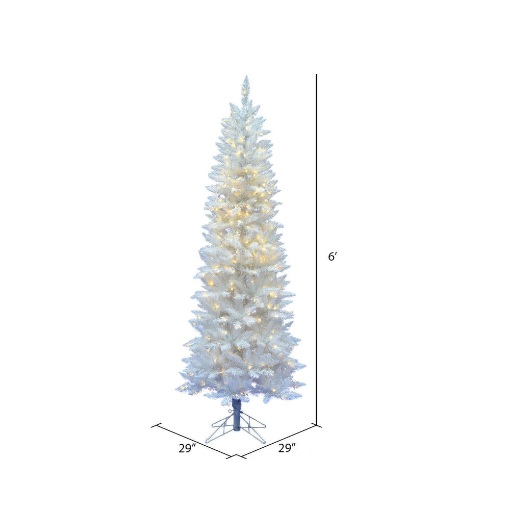 Vickerman 6' Sparkle White Spruce Pencil Artificial Christmas Tree Pure White LED Lights