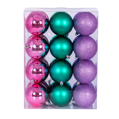 Vickerman 3" Pink Teal and Lavender Ornament Assortment 24 per box.
