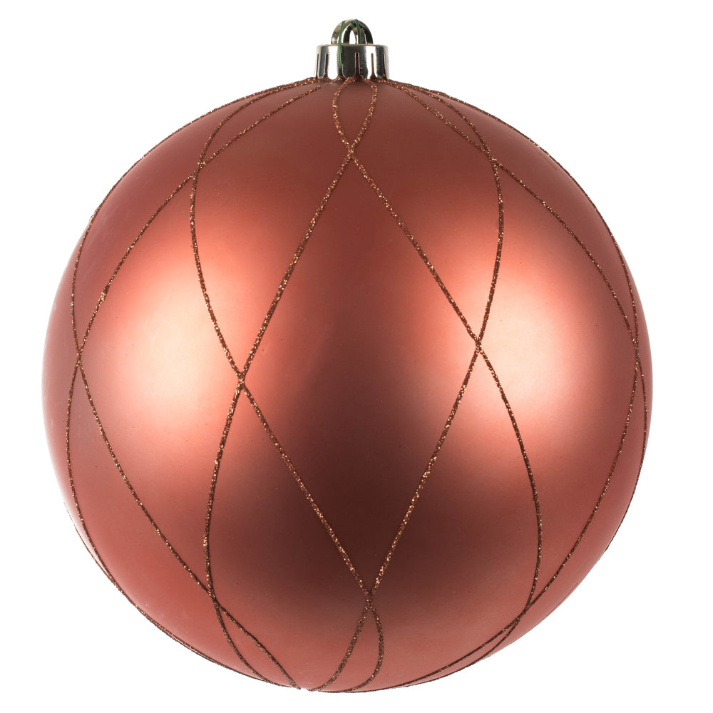 Vickerman 8" Coral Matte and Glitter Swirl Ball Ornament