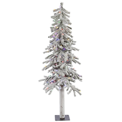 Vickerman 5' Flocked Alpine Artificial Christmas Tree Multi-Colored Dura-Lit lights