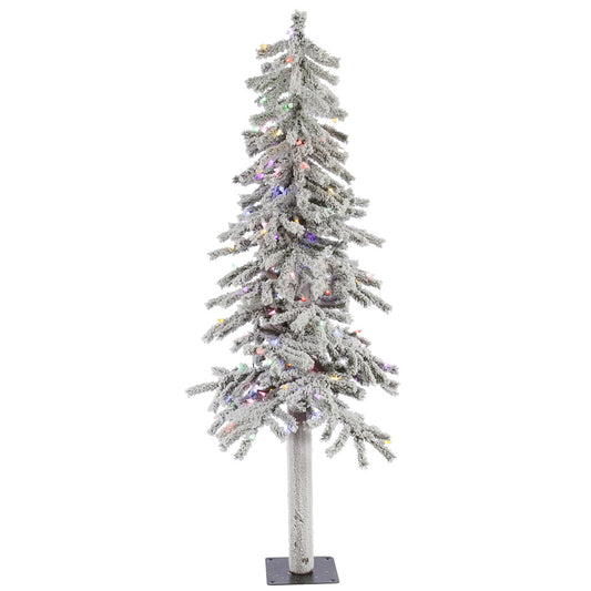 Vickerman 5' Flocked Alpine Artificial Christmas Tree Multi-Colored Dura-Lit lights