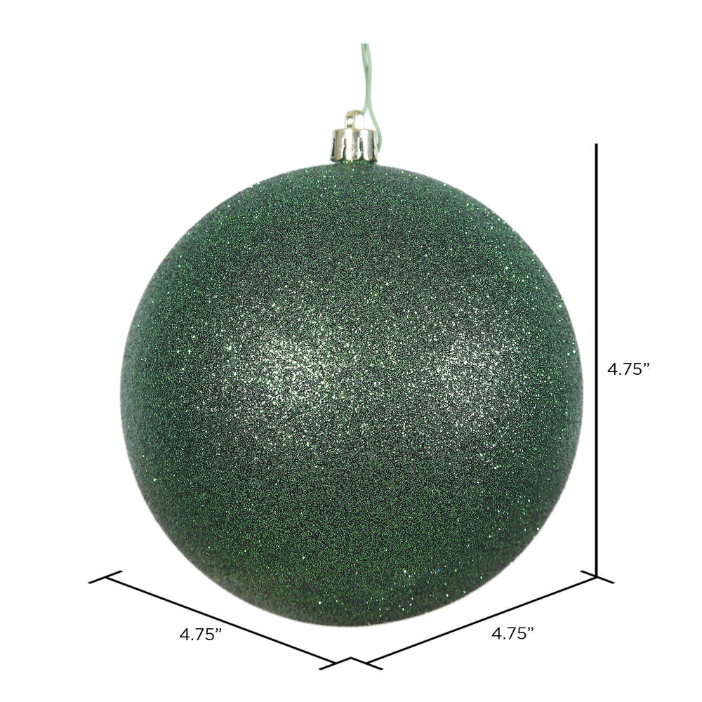 Vickerman 4.75" Emerald Glitter Ball Ornament 4 per Bag