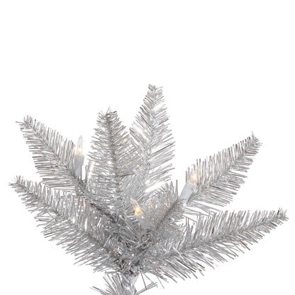 Vickerman 9' Silver Tinsel Fir Artificial Christmas Tree Warm White Dura-lit LED Lights