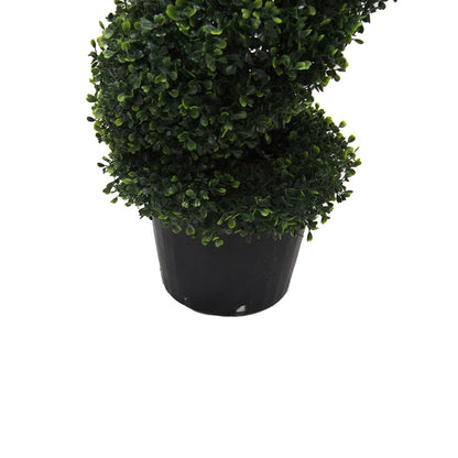 Vickerman 6' Artificial Potted Green Boxwood Spiral Tree.