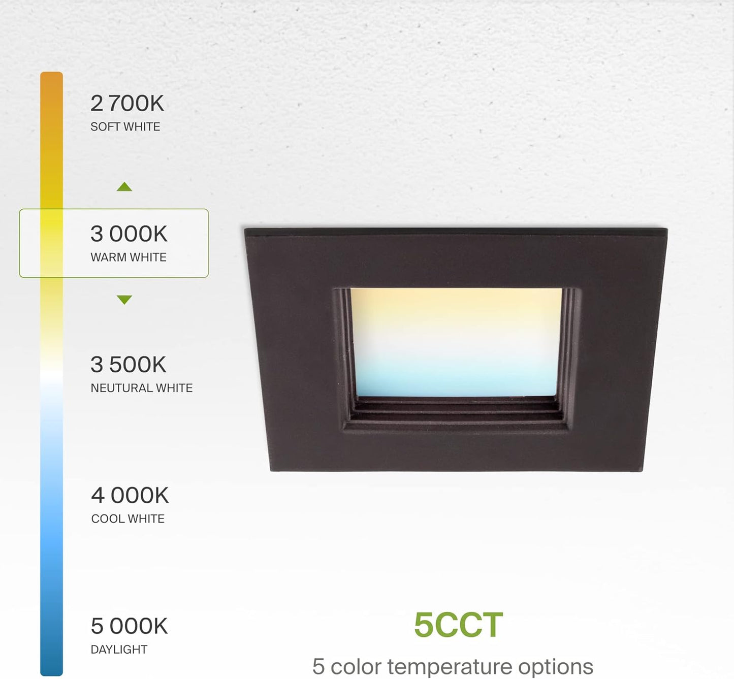 ASD Lighting LED Square Downlight Retrofit Kit 4" 8.6W 120V CCT Selectable 2700/3000/3500/4000/5000K Dimmable PC, Baffle Trim, Oil Rubbed Bronze UL 6pack
