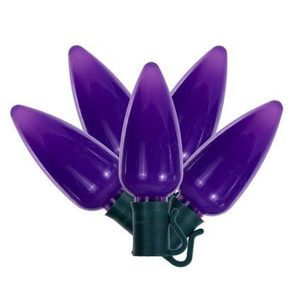 Vickerman 25 Purple Ceramic C9 LED Light on Green 22AWG Wire 25'.