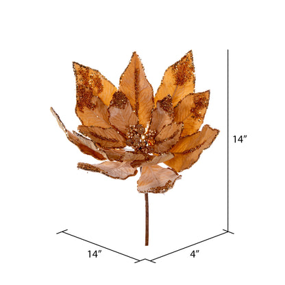 Vickerman 14" Artificial Gold Double Sided Velvet Poinsettia Christmas Pick
