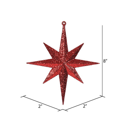 Vickerman 8" Red Iridescent Glitter Bethlehem Star Christmas Ornament 4 per Box