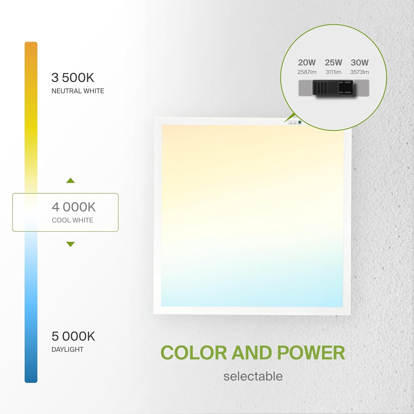 ASD Lighting LED Back-Lit Panel 2x2 with Q-base 20/25/30W 120-277V 0-10V Dimmable 3500/4000/5000K with Battery Back-up 8W UL DLC Premium