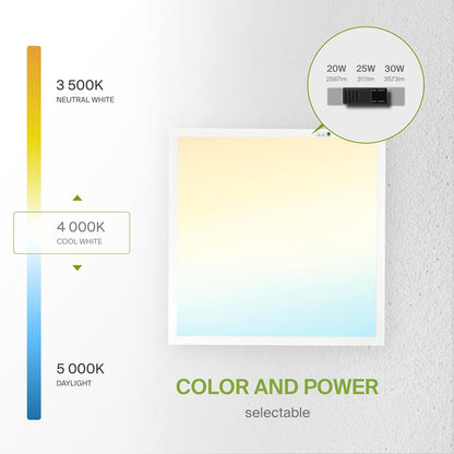 ASD Lighting LED Back-Lit Panel 2x2 with Q-base 20/25/30W 120-277V 0-10V Dimmable 3500/4000/5000K with Battery Back-up 8W UL DLC Premium
