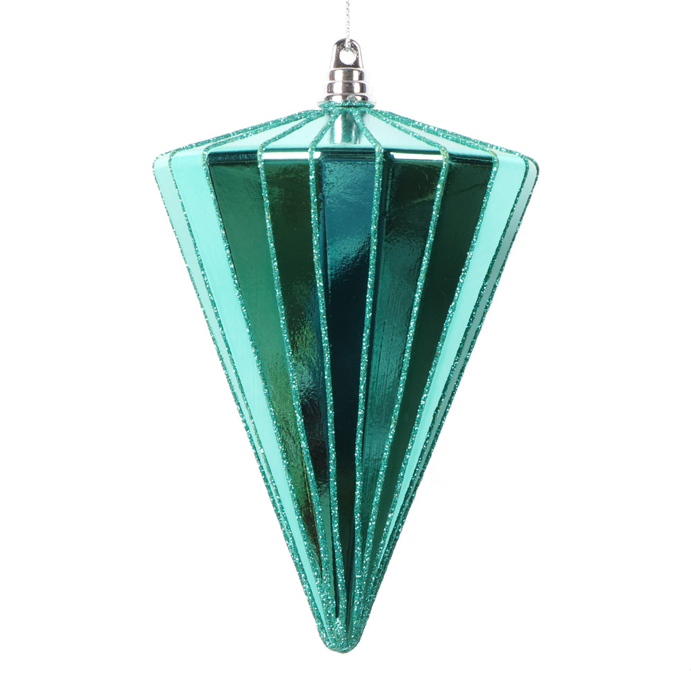 Vickerman 6" Shiny Teal Cone Ornament 3 per bag.