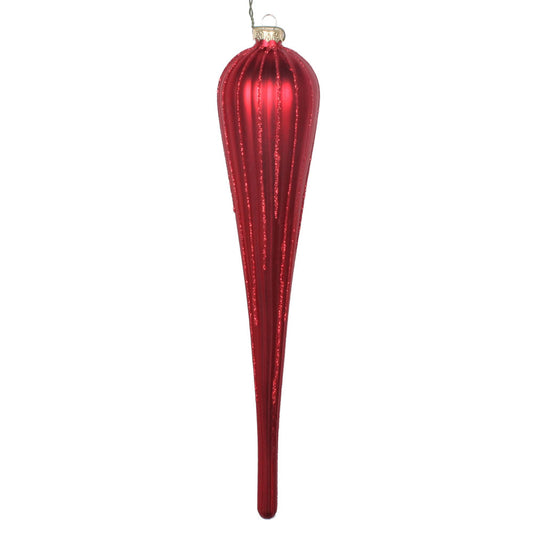 Vickerman 11" Red Matte Glitter Drop Christmas Ornament Set of 3