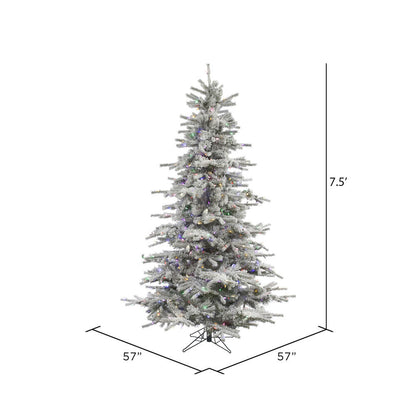 Vickerman 7.5' Flocked Sierra Fir Artificial Christmas Tree Multi-Colored LED Dura-Lit lights