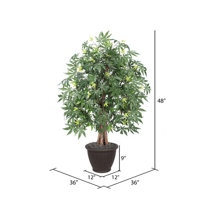 Vickerman 4' Artificial Japanese Maple Extra Full Bush Brown Plastic Container.