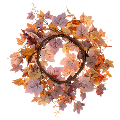 Vickerman 16" Artificial Orange Fall Maple Leaf Candle Ring Wreath.