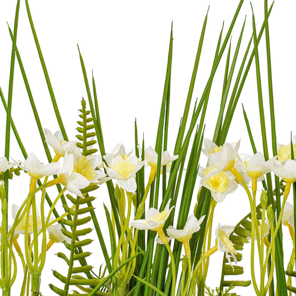 Vickerman 16" Artificial Daffodil in Galvanized Pot.