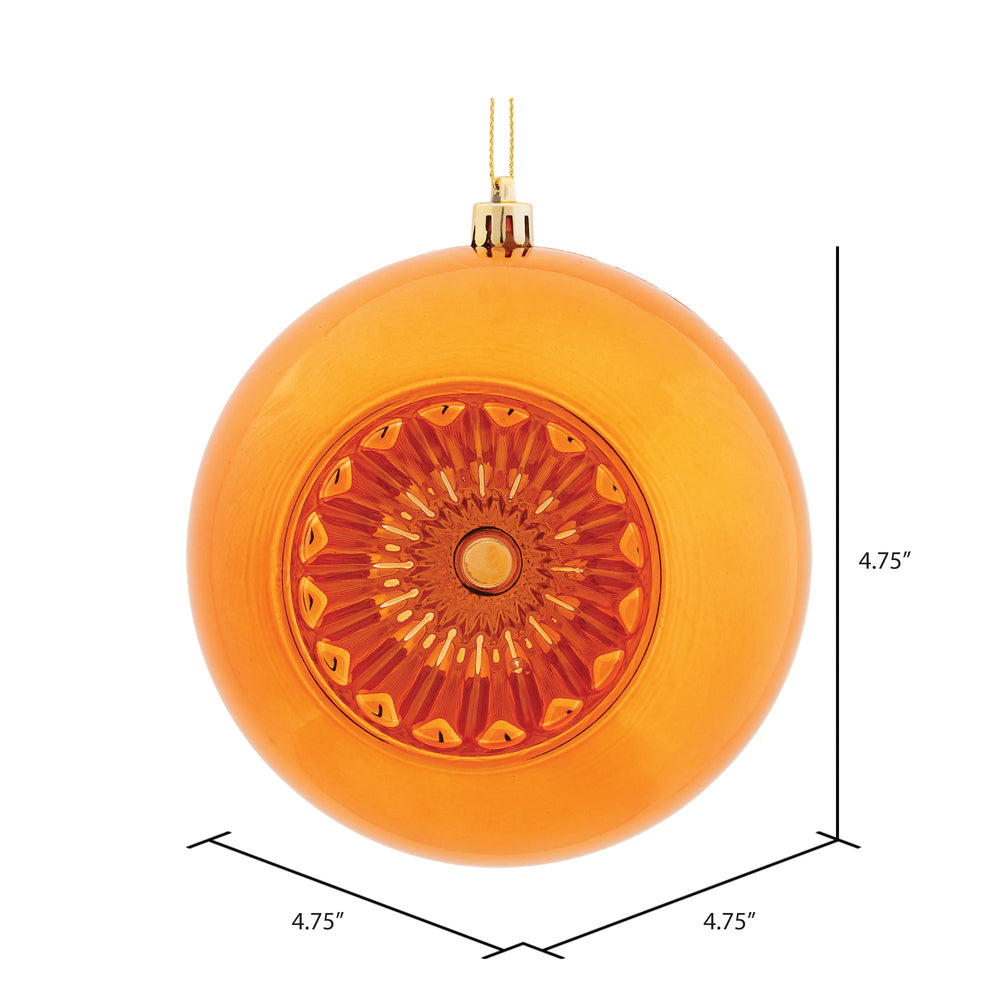 Vickerman 4.75" Burnished Orange Shiny Star Brite Ball Ornament 4 per Bag