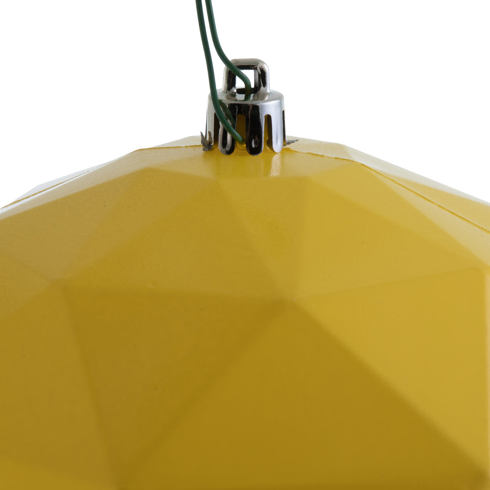 Vickerman 6" Yellow Shiny Geometric Ball Ornament 4 per bag