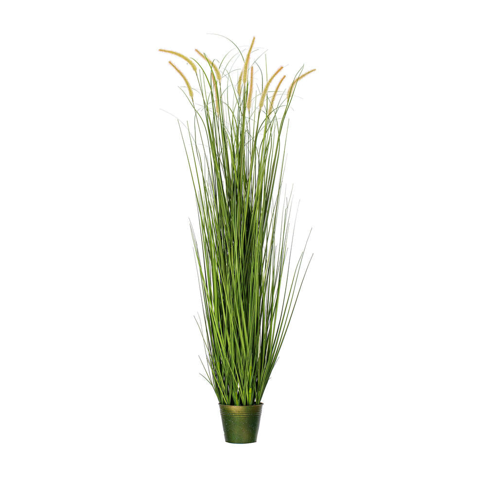 Vickerman 60" Artificial Potted Green Grass and Cattails.