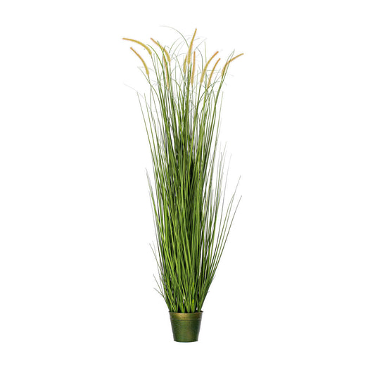 Vickerman 60" Artificial Potted Green Grass and Cattails.
