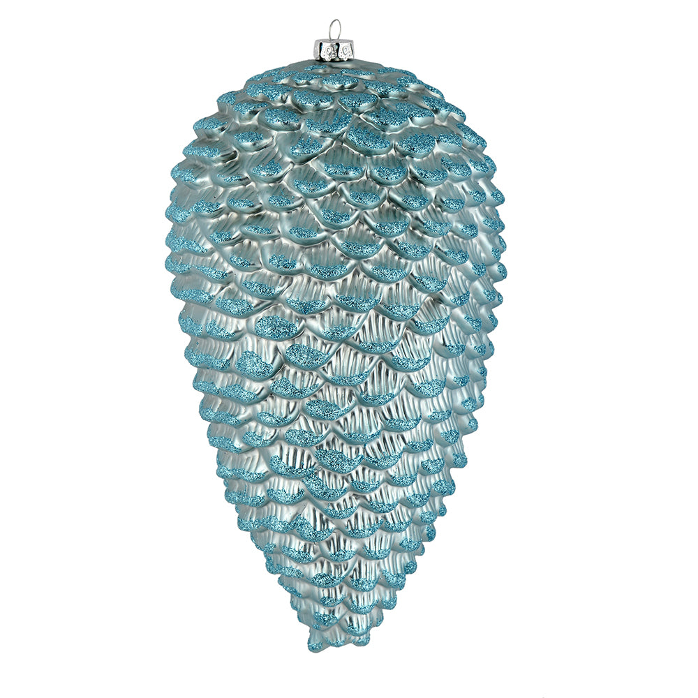 Vickerman 10" Baby Blue Matte Glitter Pinecone Christmas Ornament Pack of 2