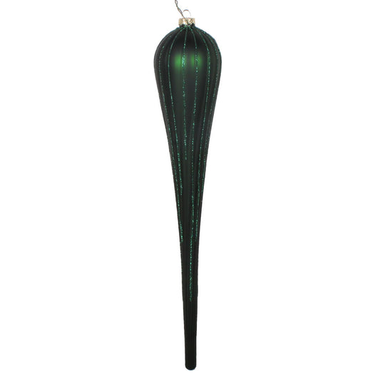 Vickerman 15.75" Emerald Matte Glitter Drop Christmas Ornament Pack of 2