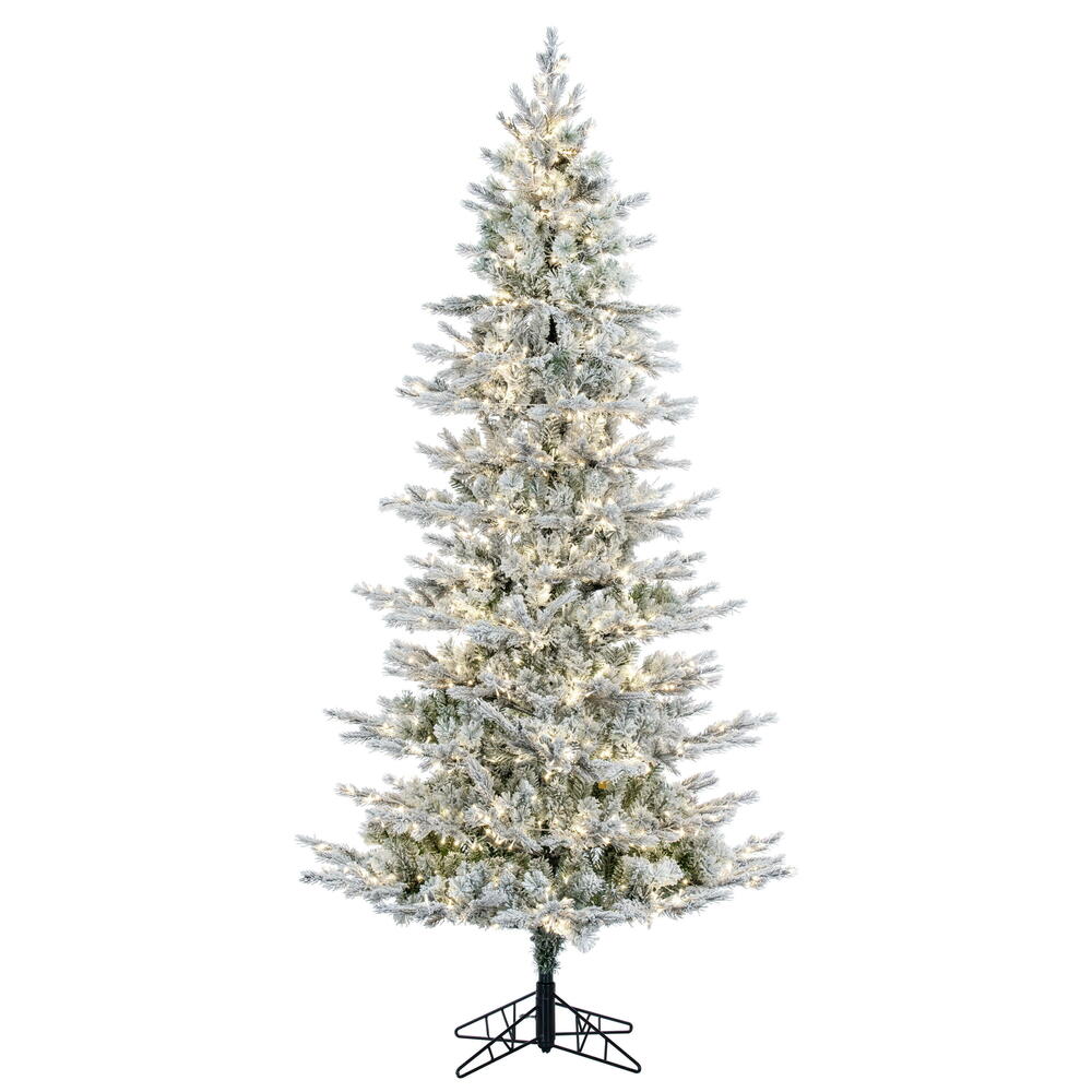 Vickerman 6.5' x 39" Flocked Kiana Artificial Christmas Tree with Warm White LED Lights.