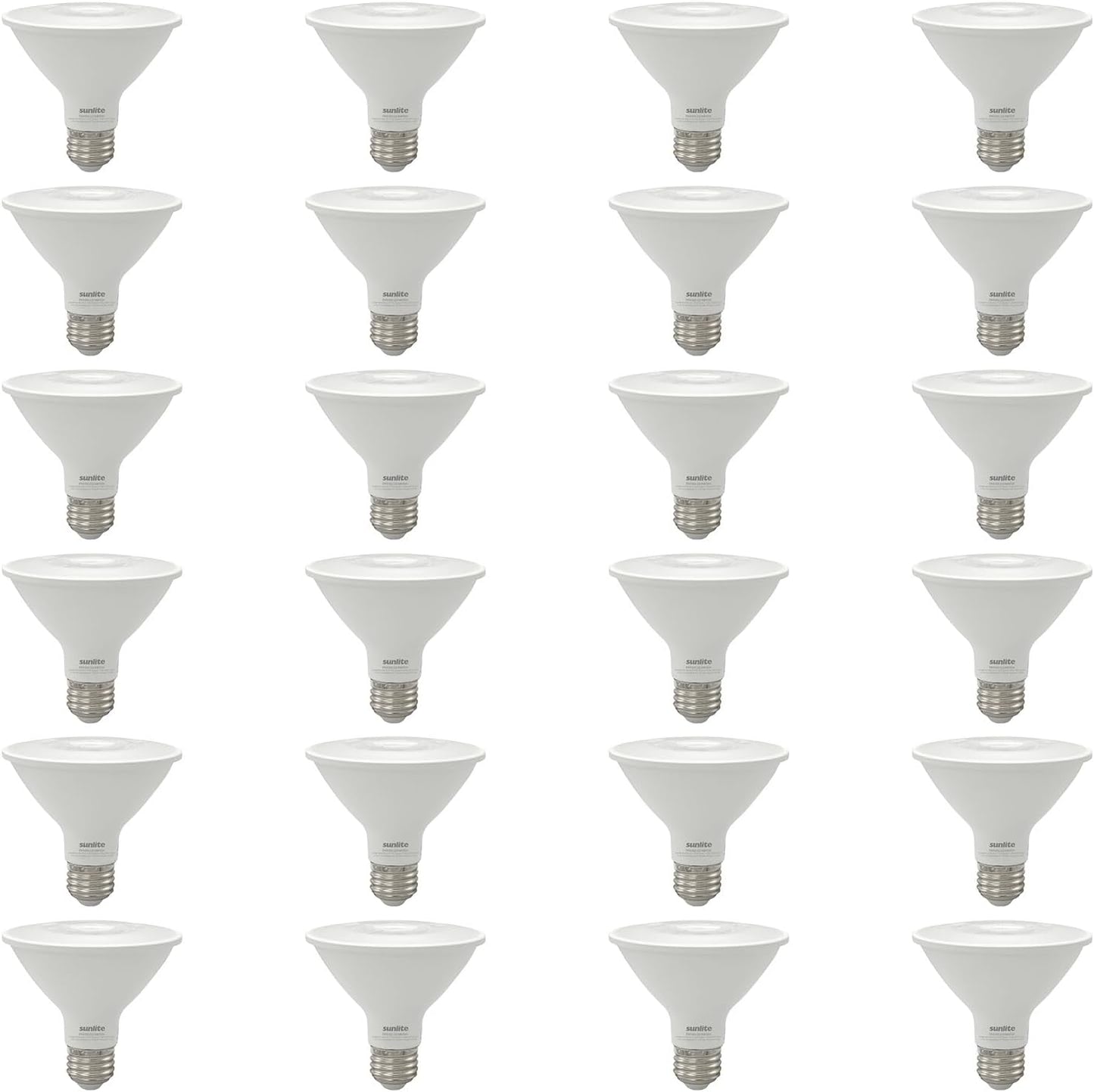 Sunlite 41866 LED PAR30 Reflector Light Bulb, 9 Watts (75W=), 750 Lumens, Medium E26 Base, 90 CRI, Dimmable, Floodlight, Energy Star Certified, ETL Listed, Title-20 Compliant, 24 Pack, 50K-Daylight