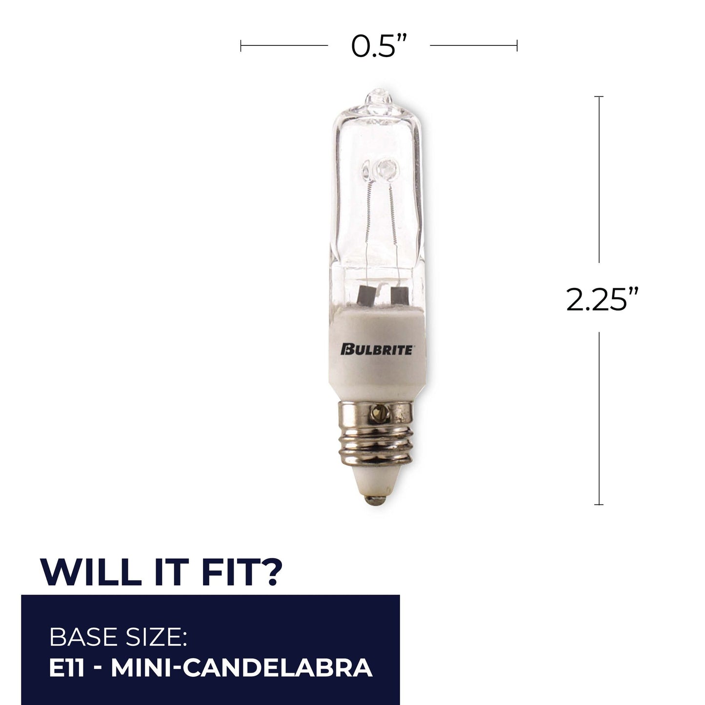 BULBRITE HALOGEN T4 MINI-CANDELABRA SCREW (E11) 75W DIMMABLE LIGHT BULB 2900K/SOFT WHITE 5PK (610076)