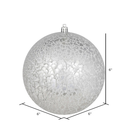 Vickerman 6" Silver Crackle Ball Ornament 4 per Bag