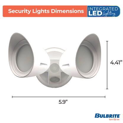 Bulbrite 773700 Wired Outdoor 2-Head LED Security Flood Light, White