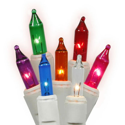 Vickerman 100 Multi-Colored Light on White Wire 46' Christmas Light Strand