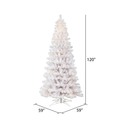Vickerman 10' x 59" White Artificial Christmas Tree Warm White 8 function 3MM LED Lights