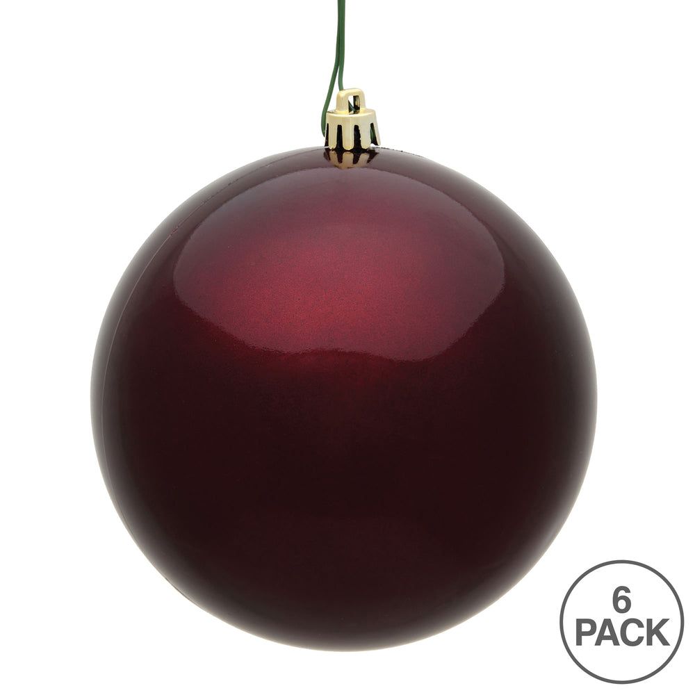Vickerman 4" Burgundy Candy Ball Ornament 6 per Bag