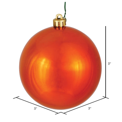 Vickerman 3" Burnished Orange Shiny Ball Ornament 12 per Bag