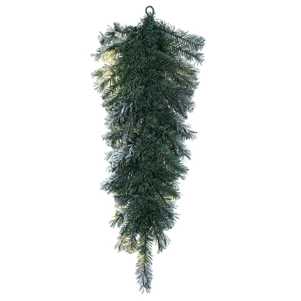 Vickerman 36" Frosted Glacier Pine Artificial Pre-Lit Teardrop with 106 Realistic Frosted Mixed PVC Tips and 50 Dura-Lit® Warm White Mini Lights,