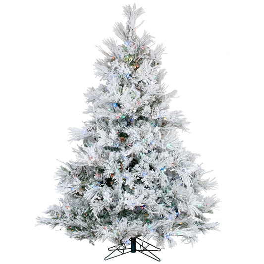 Vickerman 15' Flocked Alberta Artificial Christmas Tree Multi-colored LED Lights.