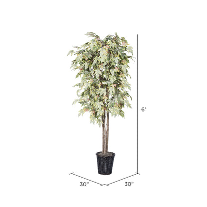 Vickerman 6' Artificial Frosted Maple Deluxe Rattan Basket