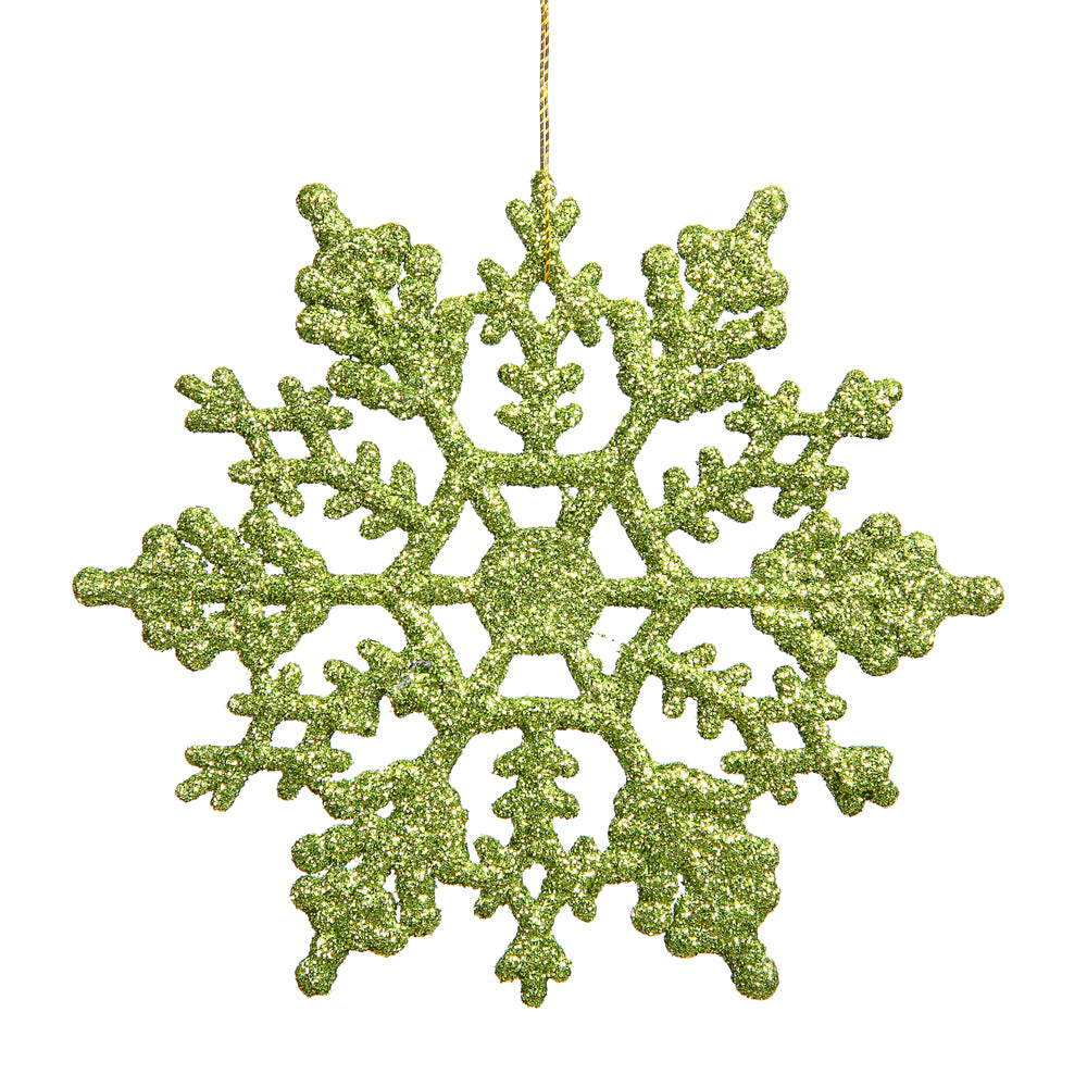 Vickerman 6.25" Lime Glitter Snowflake Christmas Ornament 12 per Box