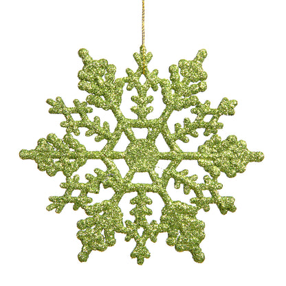Vickerman 6.25" Lime Glitter Snowflake Christmas Ornament 12 per Box