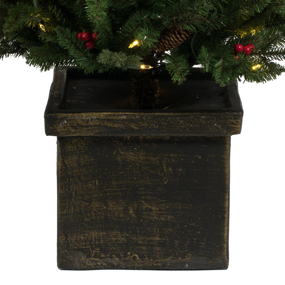Vickerman 5' x 32" Potted Mixed Berry Pine Artificial Christmas Tree Warm White Dura-lit LED Lights