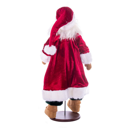 Vickerman 28" Red Plaid Velvet Santa Doll with Stand. This santa has glasses stand is removeable.