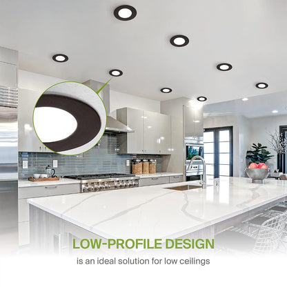 ASD Lighting LED Recessed Mini Panel Round 3inch 6W 120V Triac 2700/3000/3500/4000/5000K Black UL Energy Star 12 pack