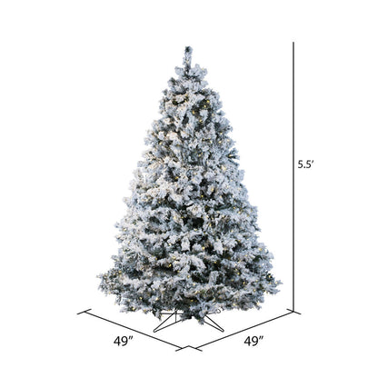 Vickerman 5.5' Flocked Alaskan Pine Artificial Christmas Tree Pure White Single Mold LED lights