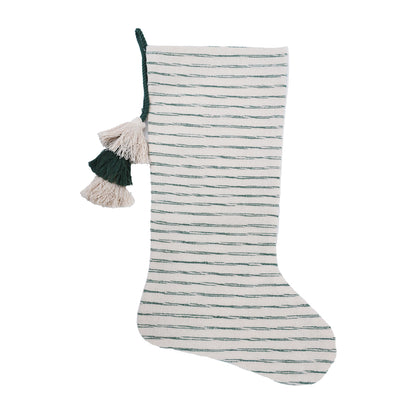 Vickerman 20" x 8" Green Stripe Cotton Stocking