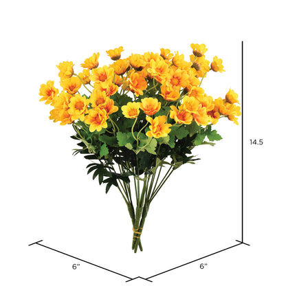 Vickerman 14.5" Artificial Yellow Wild Daisy Bush Set of 3