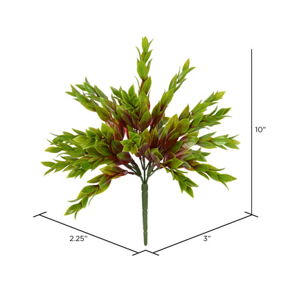 Vickerman 10.5" Artificial Green Mini Leaf Bush UV Coated Set of 4