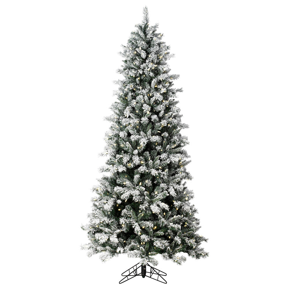 Vickerman 6.5' x 38" Frosted Glacier Pine Artificial Christmas Tree with Warm White Mini Lights.