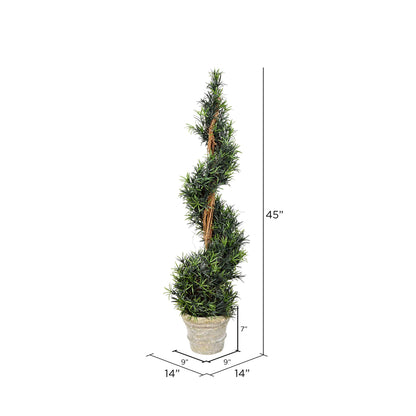 Vickerman 45" Artificial Potted Green Rosemary Spiral Tree in Paper Pot.